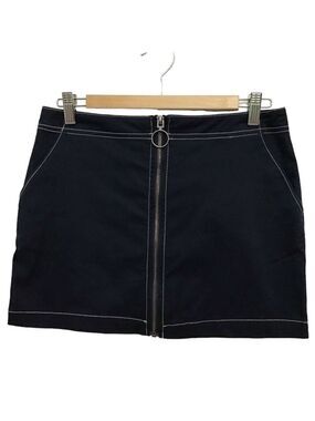 Volcom Cotton Mini Skirt Skater Navy Blue Cotton Pockets On The Side Size 4/6